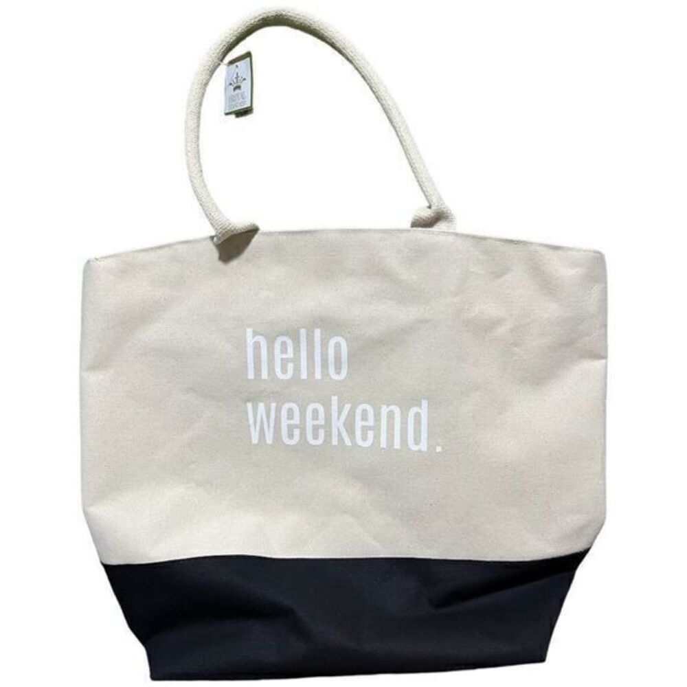 NWT The Royal Standard "Hello Weekend" Tropic Tote Beach‎ Bag Natural/Black